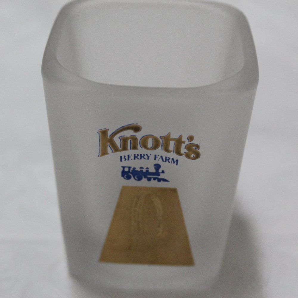 Knotts Berry Farm Shot Glass square frosted glass Vintage 1960`s
